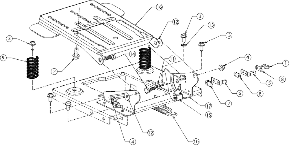 Seat Adjustment Diagram and Parts List for 13AN775S345 2019 Yard Machines Lawn Tractor